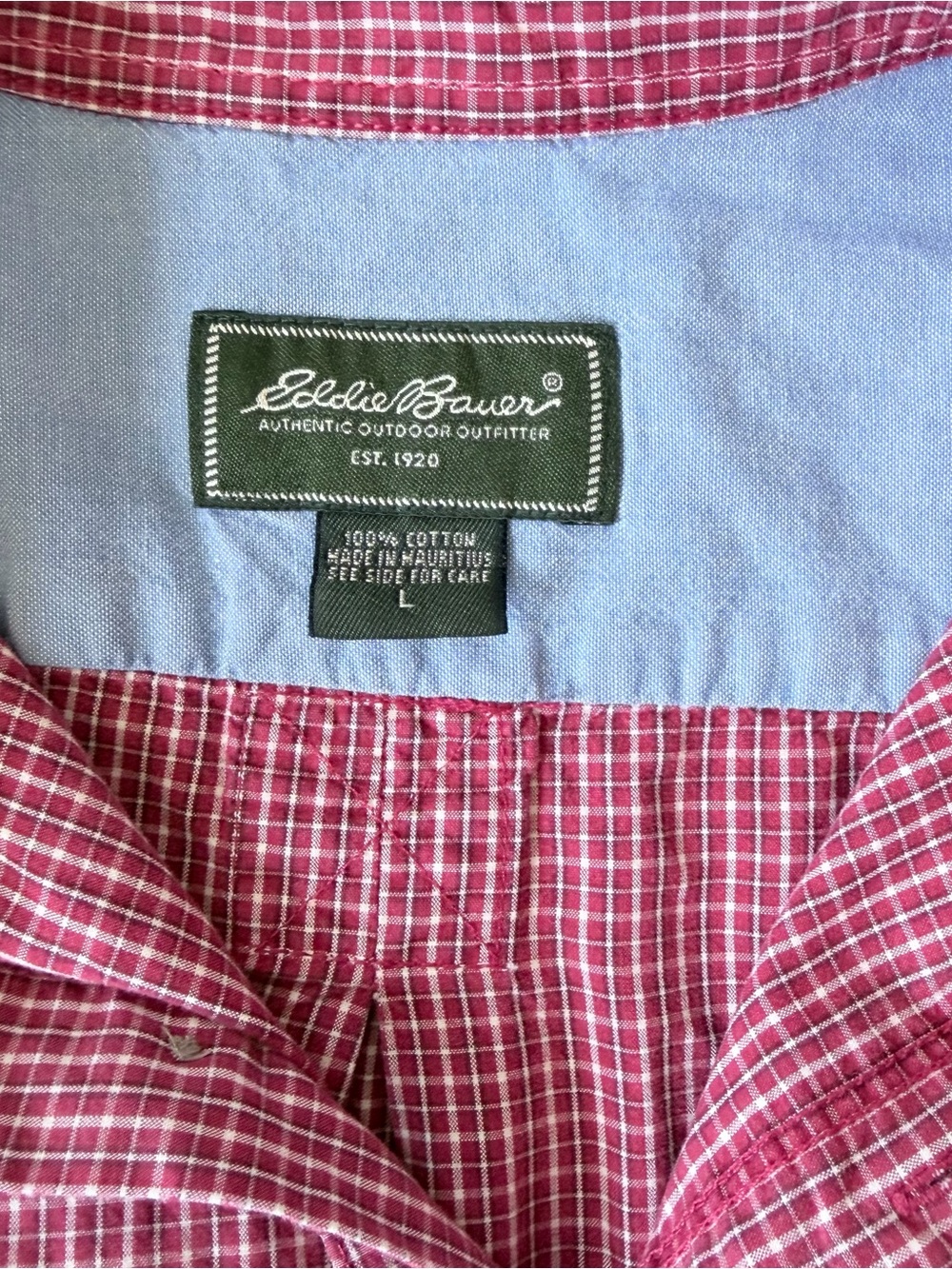 Vintage Y2K‎ Eddie Bauer Men Short Sleeve Button Down Shirt Red Plaid Size Large - Picture 4 of 7